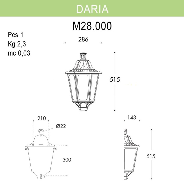 Уличный настенный светильник FUMAGALLI DARIA M28.000.000.WXE27