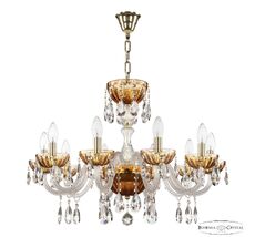 Хрустальная люстра Bohemia Ivele Crystal 5417/10/240 G Amber/M-1H_BI