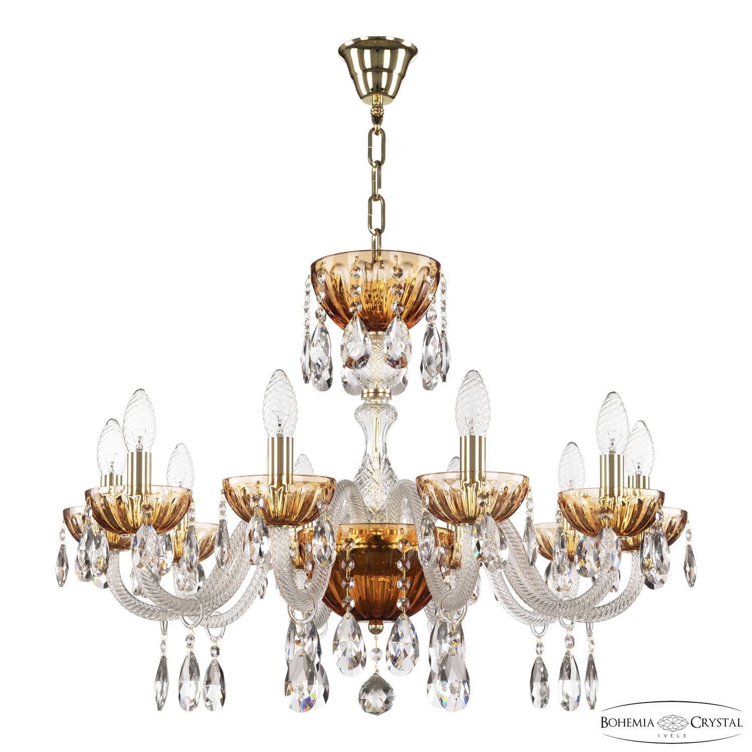 Хрустальная люстра Bohemia Ivele Crystal 5417/10/240 G Amber/M-1H_BI