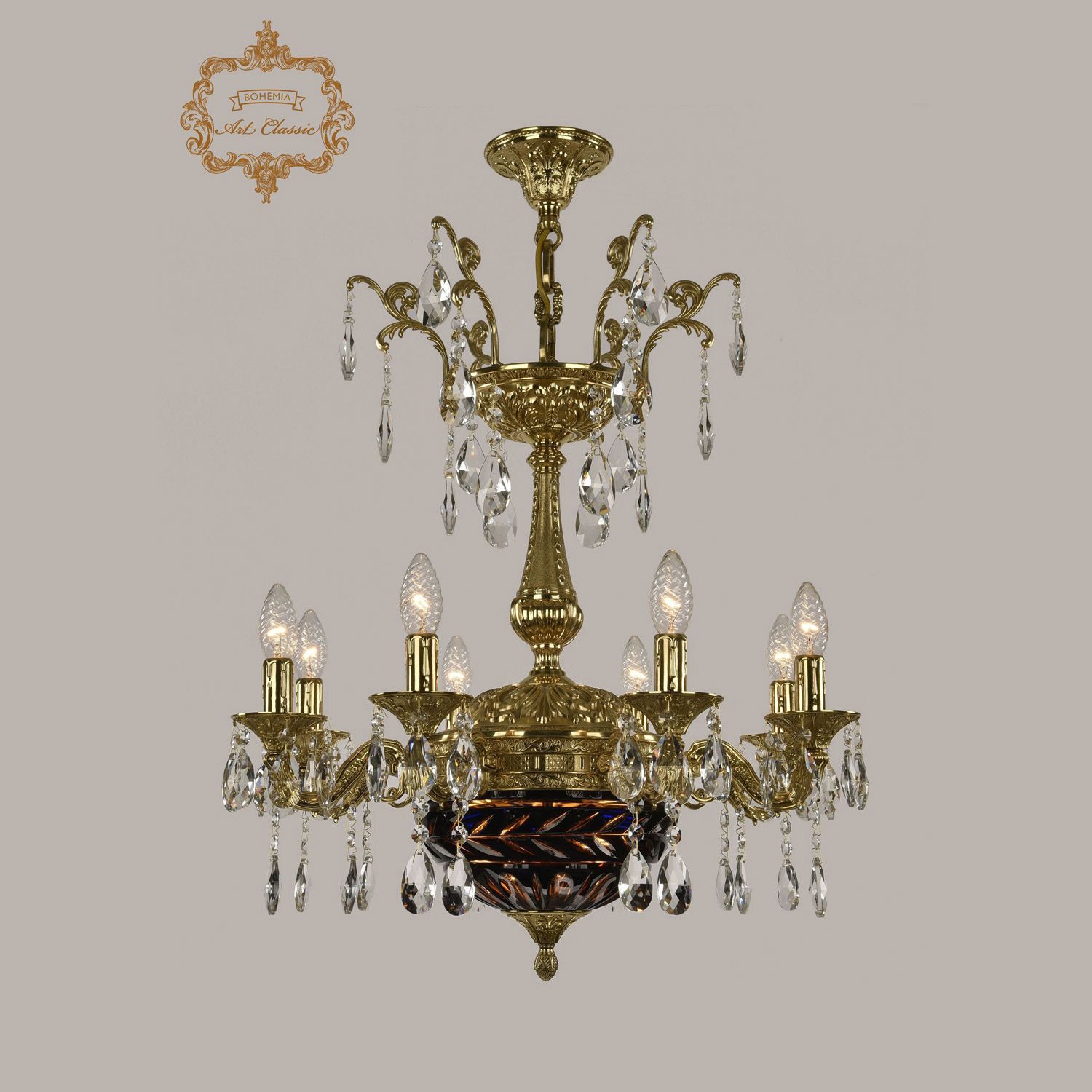 

Хрустальная люстра Bohemia Art Classic 31.19.8.CK125SP.250SP.G.Sp.Amber.Blue.1D, 31.19.8.CK125SP.250SP.G.Sp.Amber.Blue.1D