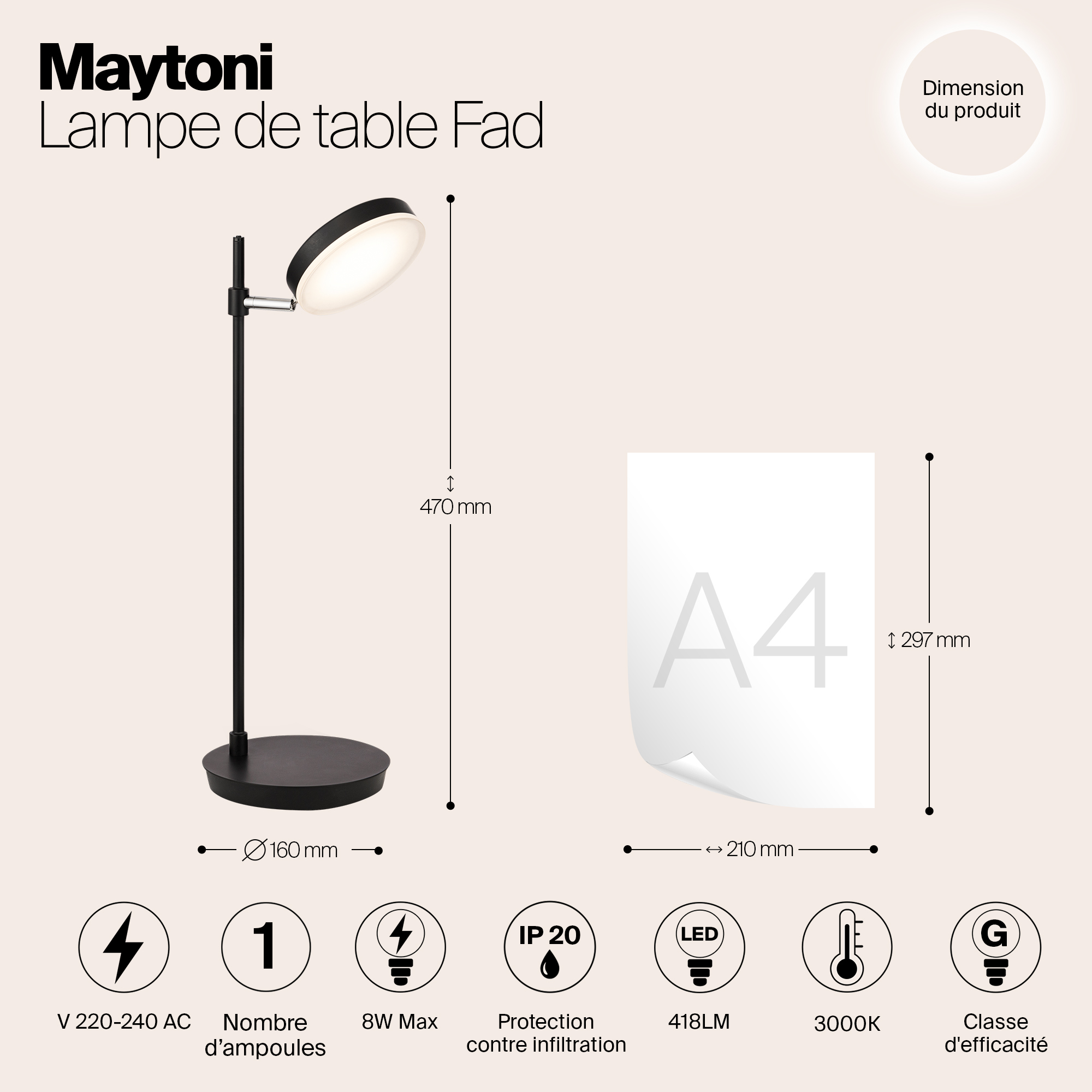 Настольная лампа Maytoni Fad MOD070TL-L8B3K_MY