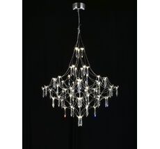 Подвесная люстра светодиодная с пультом и хрустальными подвесками Asfour MyFar MR2640-66P-76AP