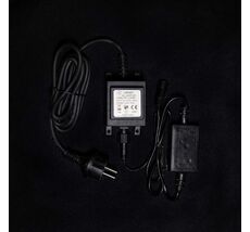 Трансформатор 30W с Выпрямителем для Нитей 24В, до 600 LED, Провод Черный Каучук, IP65 PTR30-3A