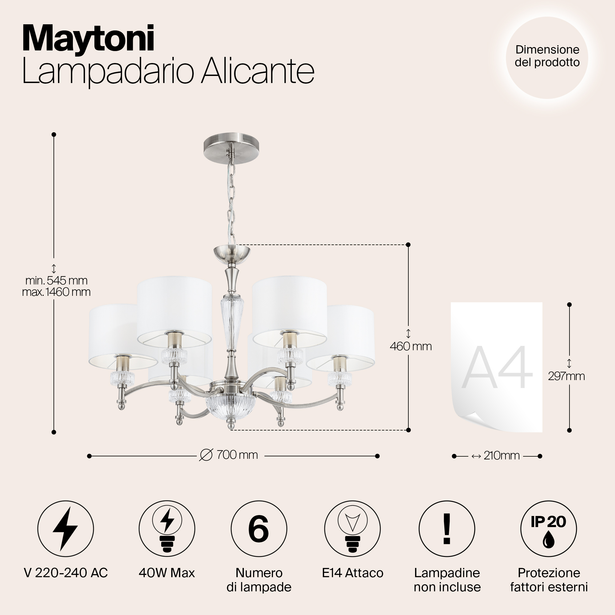 Подвесная люстра Maytoni Alicante MOD014CL-06N_MY