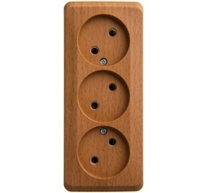Розетка накладная тройная без заземления (бук) Systeme Electric PA16-009T