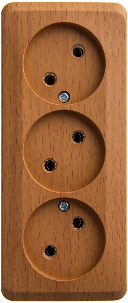 Розетка накладная тройная без заземления (бук) Systeme Electric PA16-009T