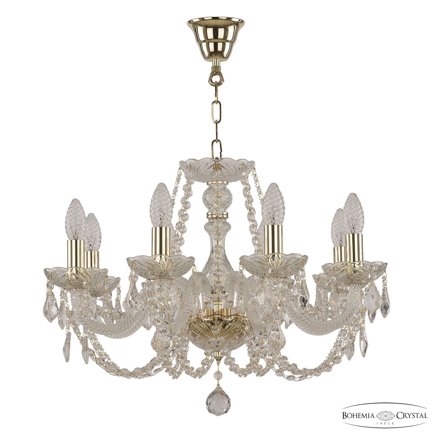 Хрустальная люстра Bohemia Ivele Crystal 101/8/195 G Leafs_BI