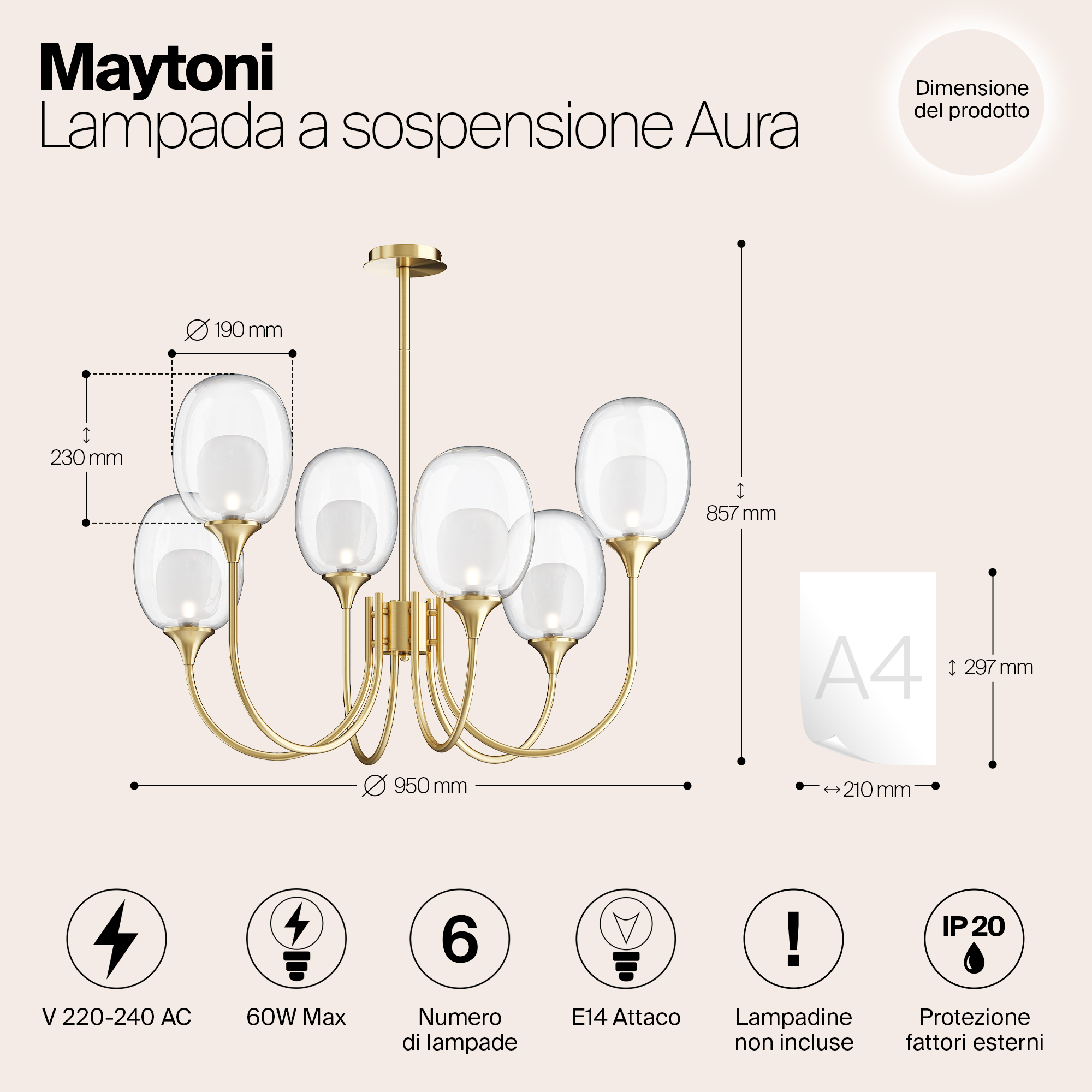 Подвесная люстра Maytoni Aura MOD016PL-06BS_MY