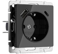 Розетка с заземлением, шторками и USB тип A+C Werkel a064044_WR