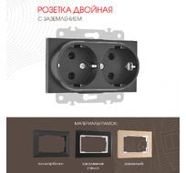 Розетка двойная с заземлением 16A 250V Arte Milano 203.40-2.black