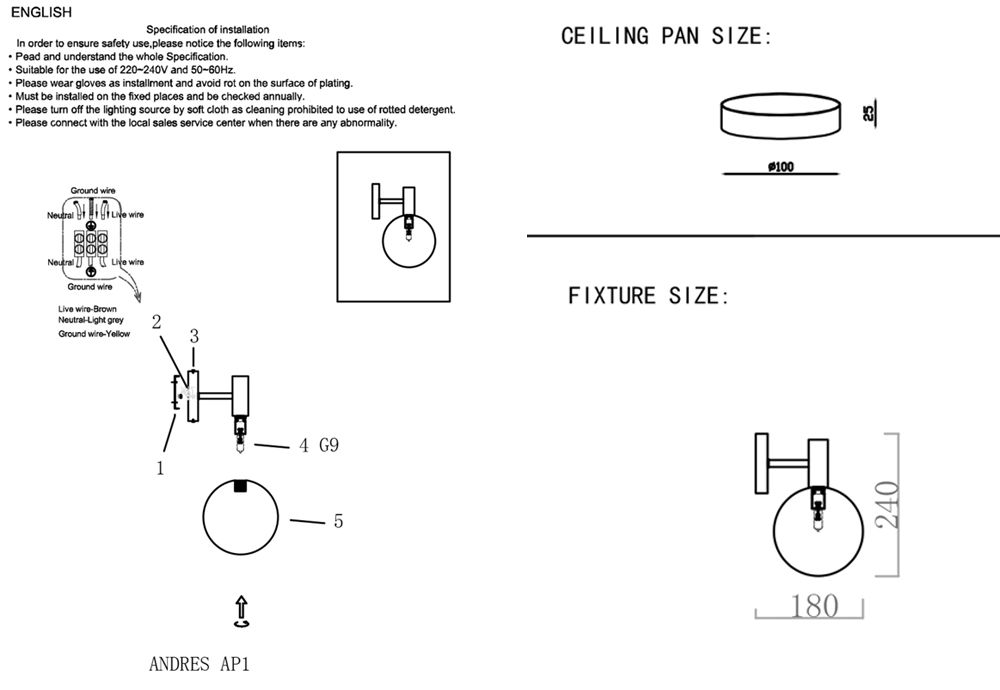 Бра Crystallux ANDRES ANDRES AP1 BRONZE/TRANSPARENTE_CR