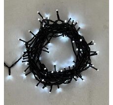 Гирлянда Нить 10м белая 220В, 100 LED, Провод черный ПВх, IP54 LTC PST100-11-2W