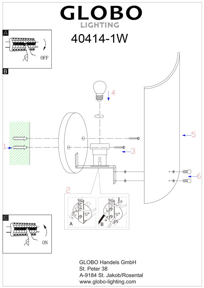 Настенный светильник Globo Aliva 40414-1W_GL