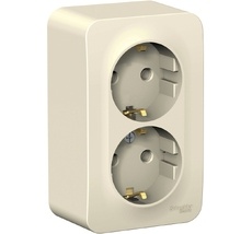 Розетка накладная двойная с заземлением (молочный) Systeme Electric BLNRA010212