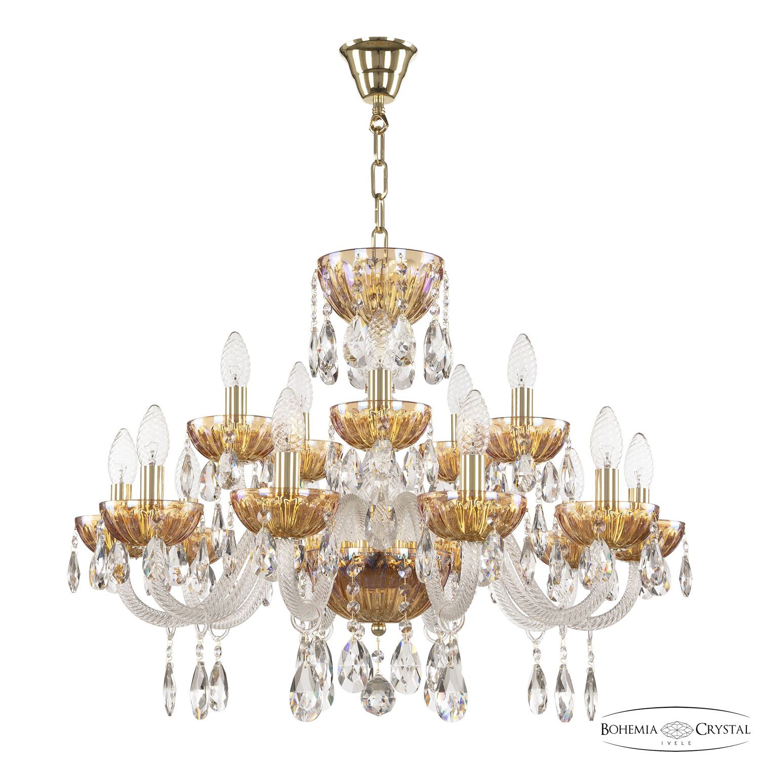 Хрустальная люстра Bohemia Ivele Crystal 5417/10+5/240 G Shampan/M-1H_BI