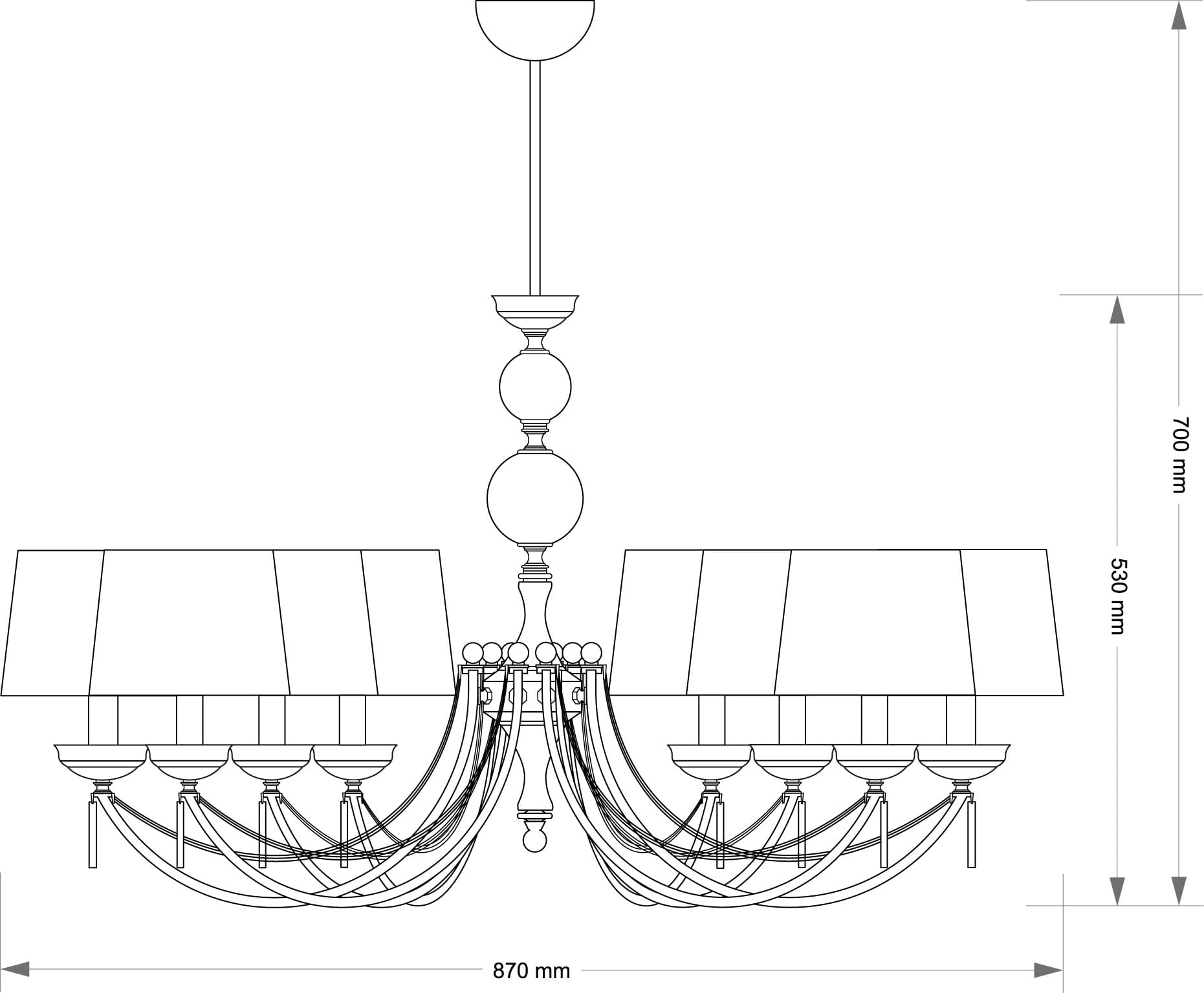 Подвесная люстра Kutek ZAFFIRO ZAF-ZW-8(P/A)