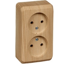 Розетка накладная двойная без заземления (сосна) Systeme Electric PA16-005D