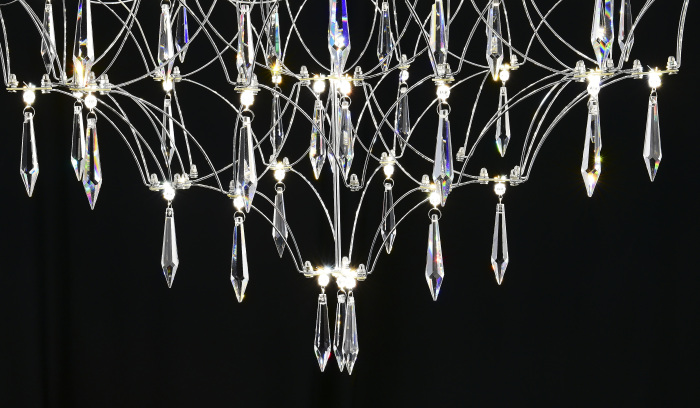 Подвесная люстра светодиодная с пультом и хрустальными подвесками Asfour MyFar MR2641-66P-76AP