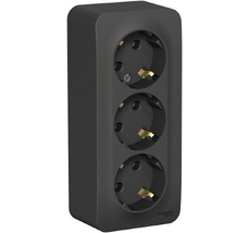 Розетка накладная тройная с заземлением (антрацит) Systeme Electric BLNRA010316