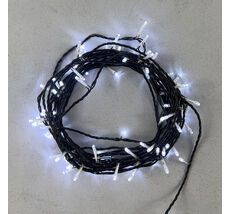 Гирлянда Нить с Контроллером 10м Белая 220В, 100 LED, Провод Черный ПВХ, IP20 PST100F8-11-2W