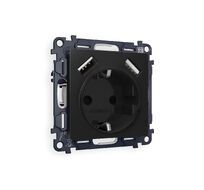 Розетка Ambrella Volt ALFA 2USB A+A 18W быстрая зарядка с заземлением и шторками 2P+E 16A-250V QUANT MA809010_AMB