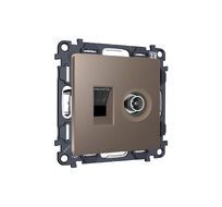 Комплект мех-ма розетки компьютерной + TV оконечной RJ-45 с автоматической защитной шторкой ALFA (AP6425, VM195) Ambrella Volt MA642510_AMB