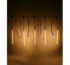 Гирлянда Тающие Сосульки 5шт по 30см, 24В, 160 Тепло-Белых Светодиодов, Провод Черный ПВХ, IP55 CCL240-10-1WW