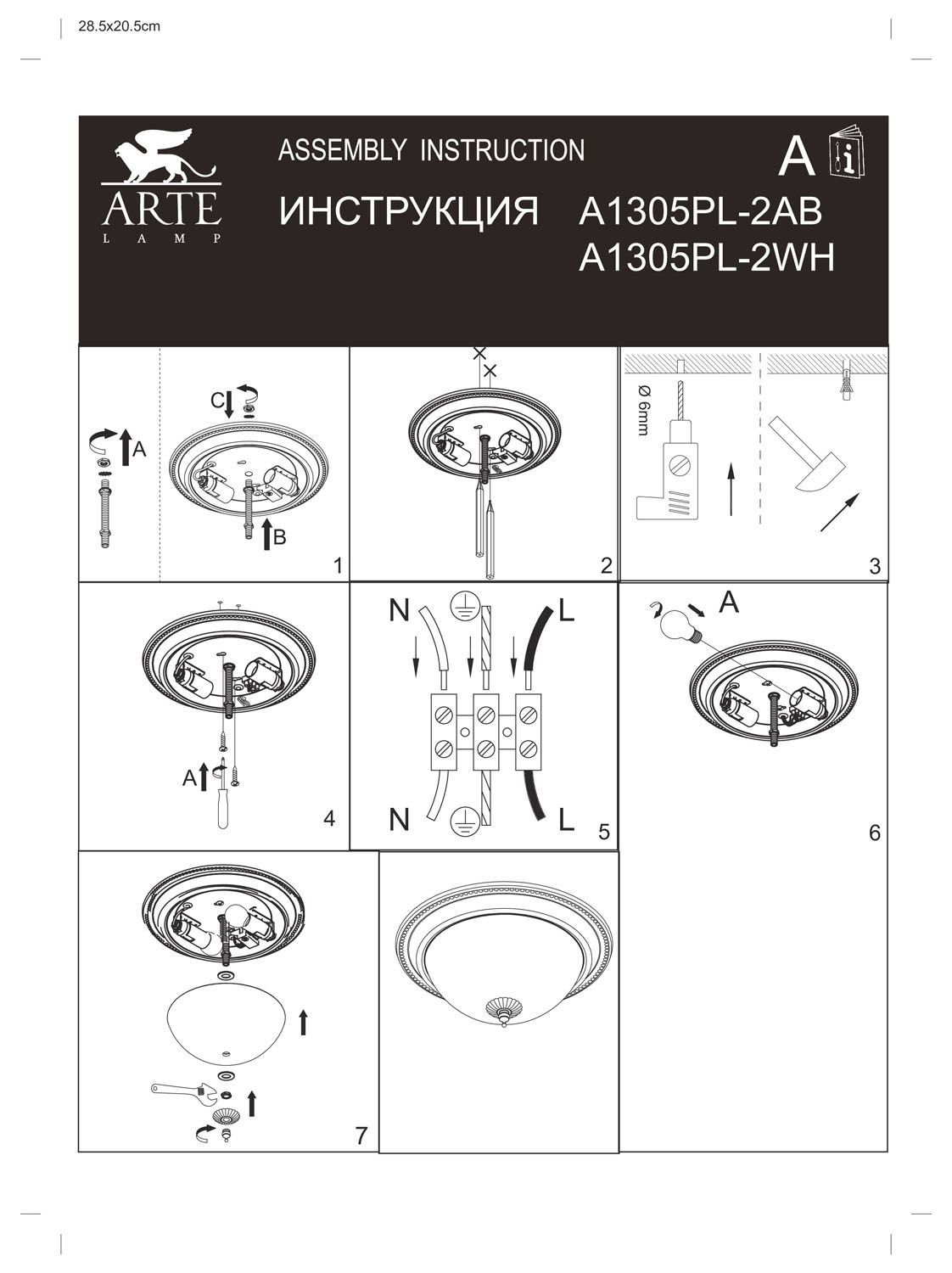 Потолочный светильник ArteLamp PORCH A1305PL-2AB