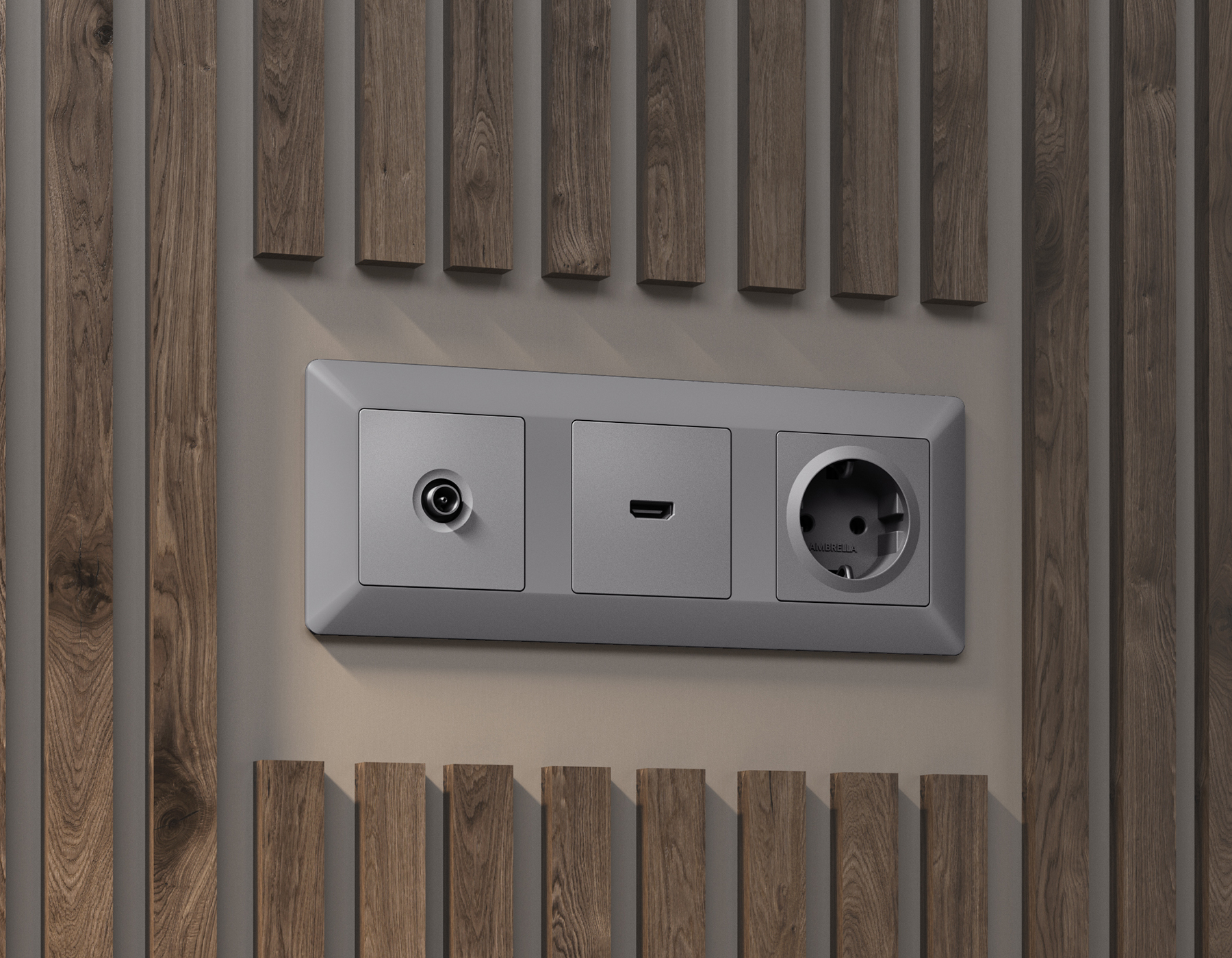 Лицевая панель для электрической розетки с заземлением QUANT Ambrella Volt ALFA AP5060_AMB