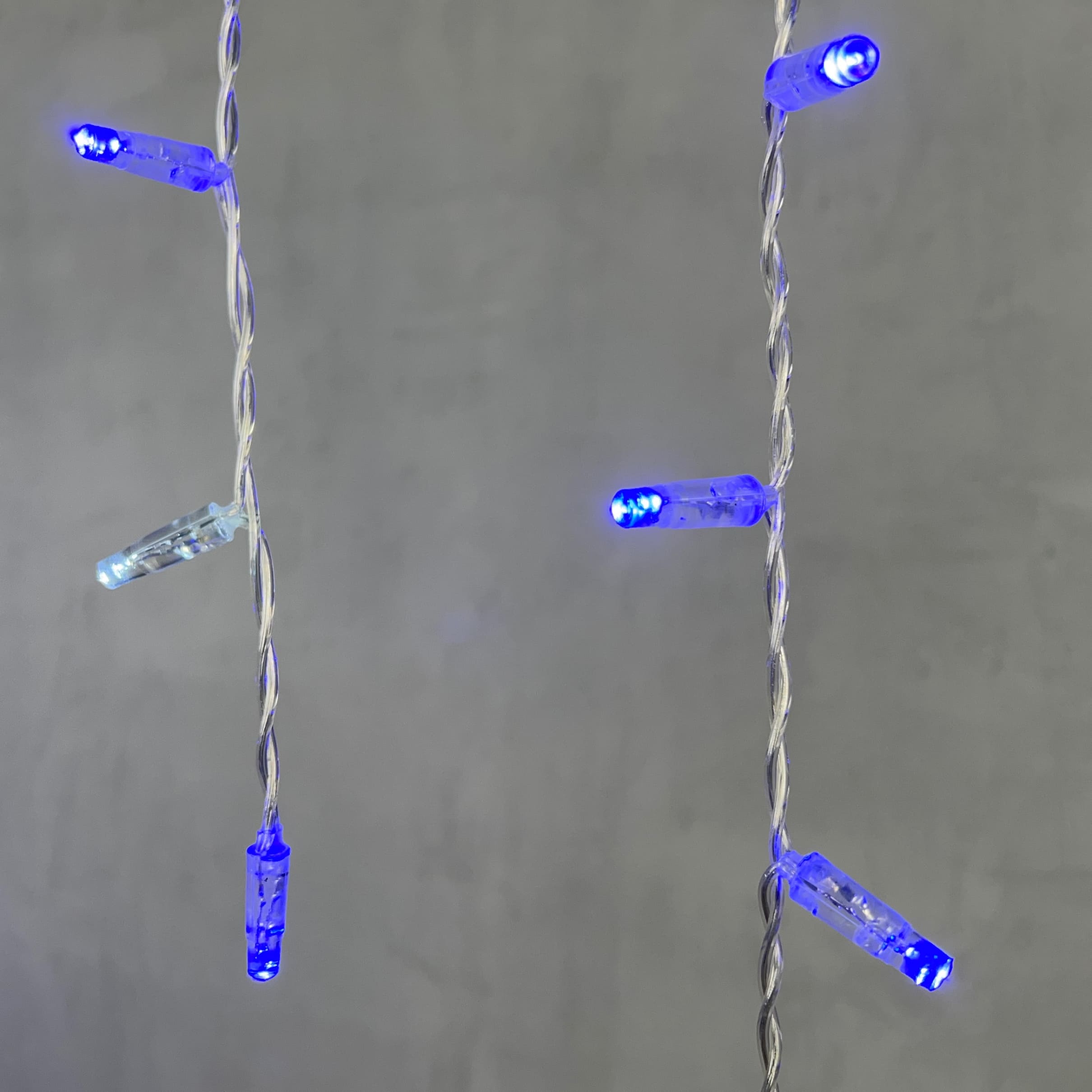Гирлянда Бахрома с Колпачком 4,9 x 0,5 м Синяя с Мерцанием Белого Диода 220В, 200 LED, Провод Прозрачный ПВХ, IP65 PIL200BLWCAP-10-2B