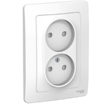 Розетка встраиваемая двойная без заземления со шторками (белый) Systeme Electric BLNRS000121