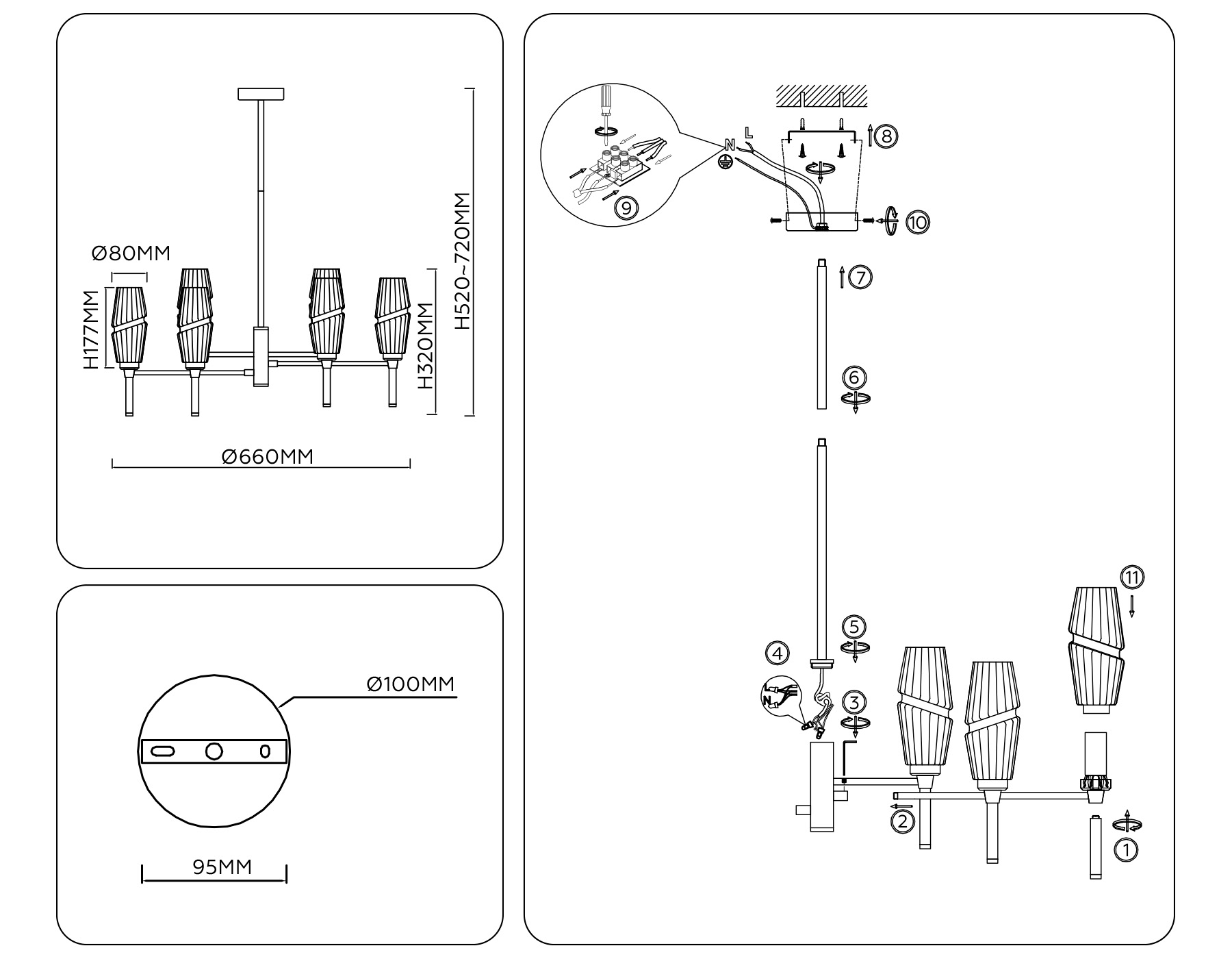 Люстра на штанге Ambrella Light HIGH LIGHT LH55201_AMB