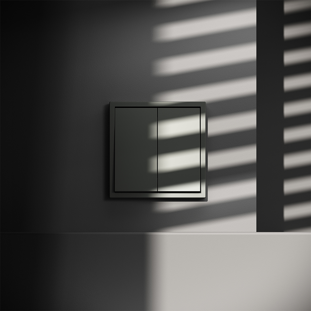 Выключатель с самовозвратом встраиваемый VOLTUM S70 двухклавишный 10А VLS020606