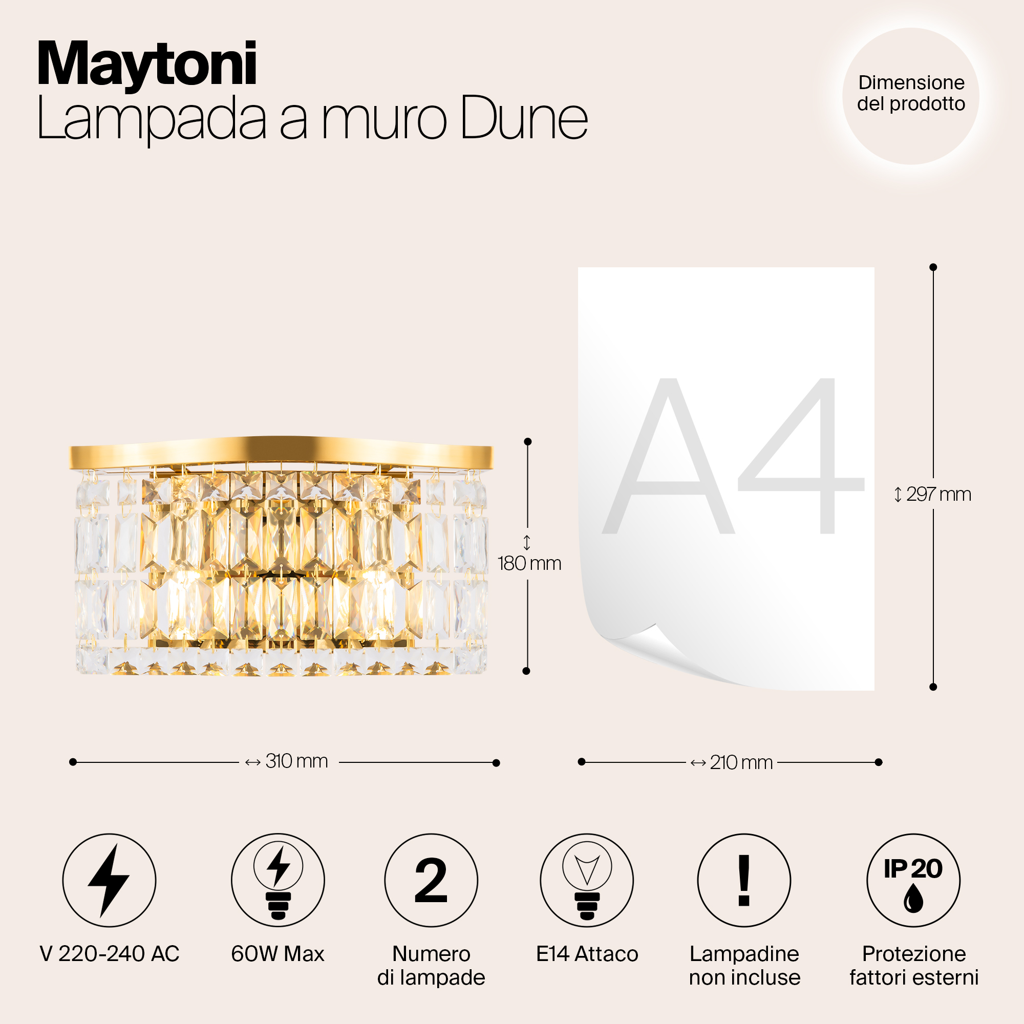 Настенный светильник Maytoni Dune DIA005WL-02G_MY