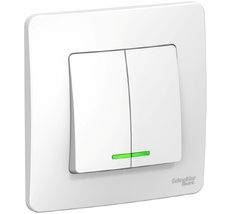 Выключатель встраиваемый двухклавишный с подсветкой (белый) Systeme Electric BLNVS006511