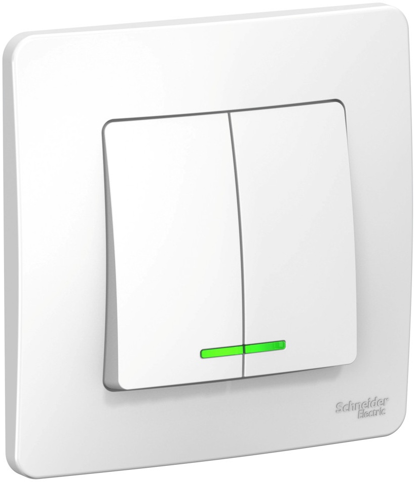 Выключатель встраиваемый двухклавишный с подсветкой (белый) Systeme Electric BLNVS006511