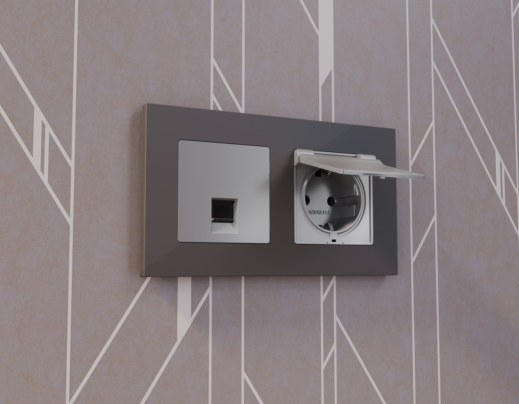 Лицевая панель для компьютерной/телефонной розетки RJ-45/RJ-11 QUANT Ambrella Volt ALFA AP5120_AMB