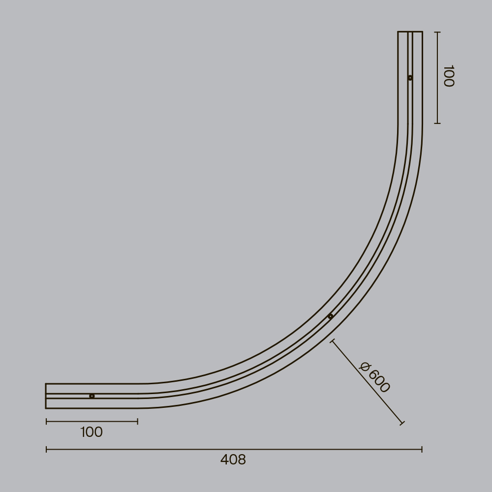 Коннектор радиусный R600 встраиваемый под ГКЛ 9,5мм Maytoni Levity TRA184-R600-12B_MY
