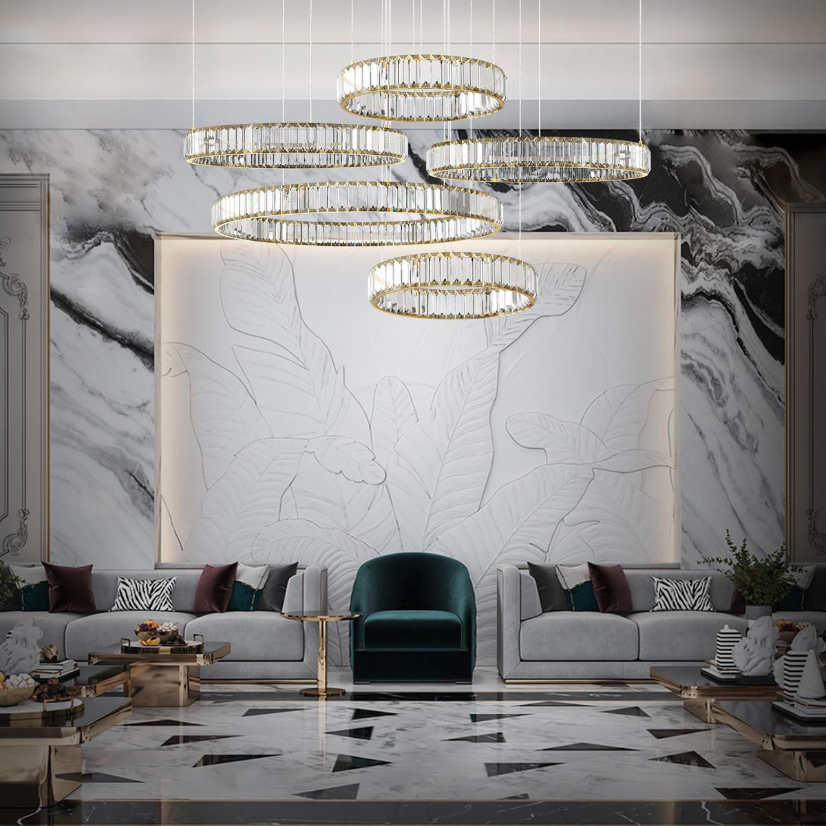 Подвесная люстра Loft IT Crystal ring 10135/5 Gold_LF