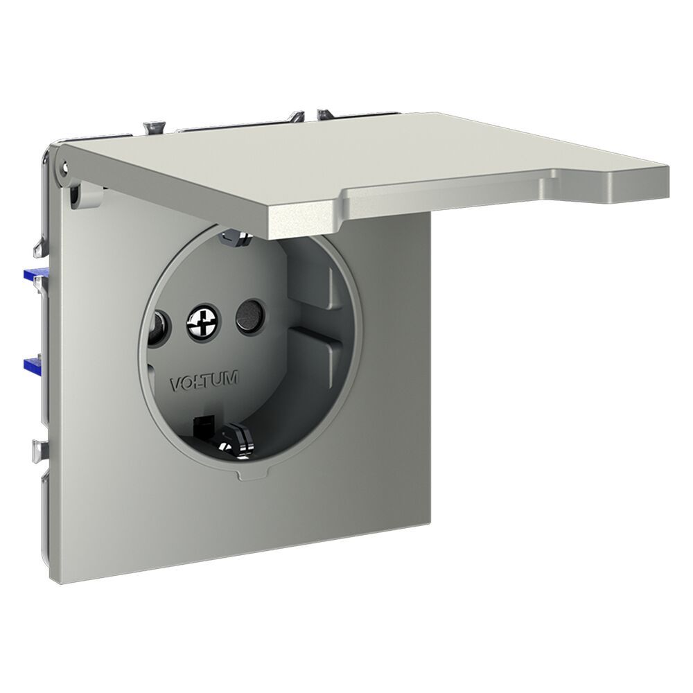 Розетка встраиваемая VOLTUM S70 с заземлением, защитными шторками и крышкой 16А VLS040305