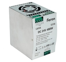 Трансформатор электронный для светодиодной ленты и оборудования на DIN-рейку 480W 24V Feron 52138_FR