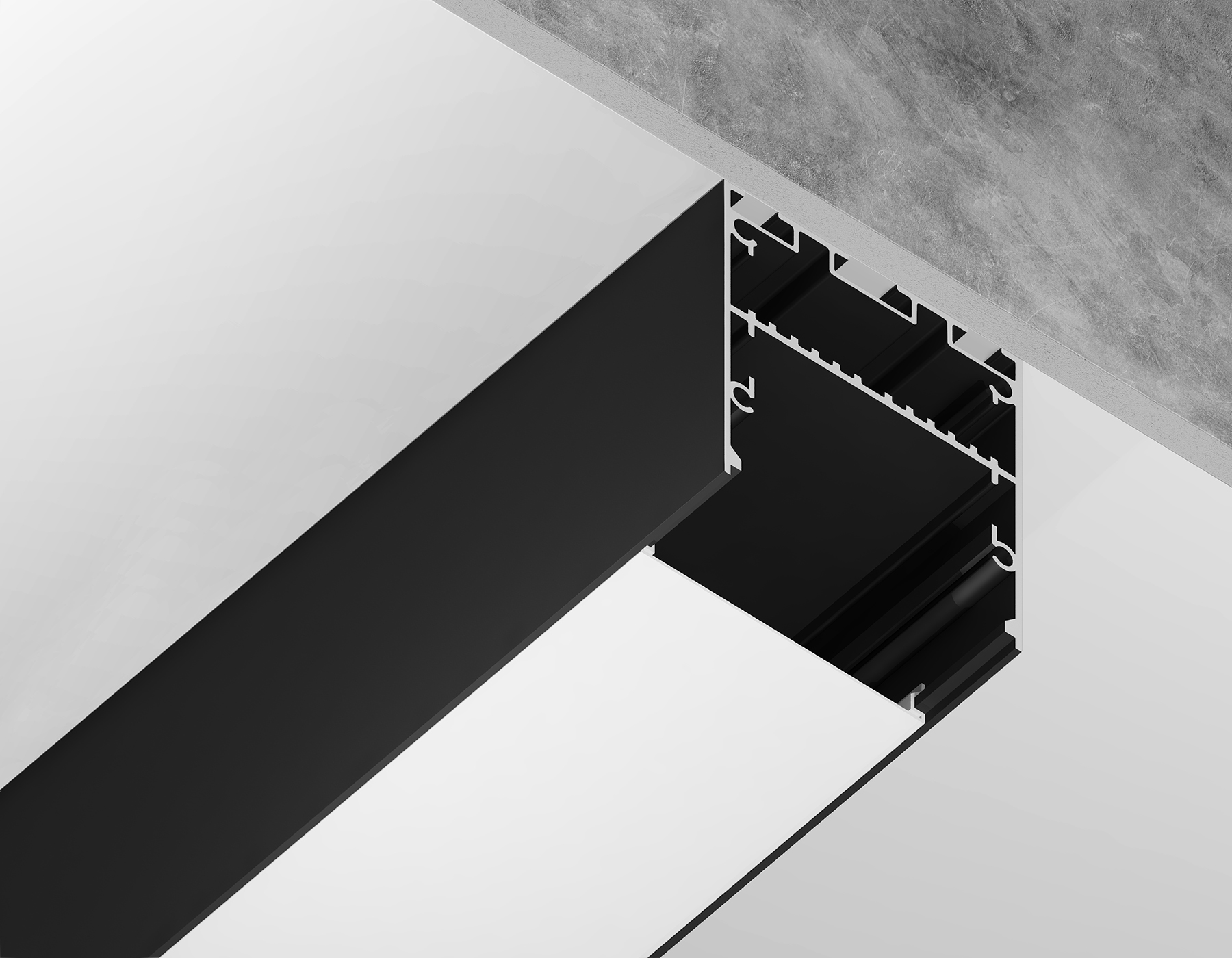 Алюминиевый профиль накладной/подвесной Profile System для ленты до 33,4мм Ambrella Light ILLUMINATION GP3050BK_AMB