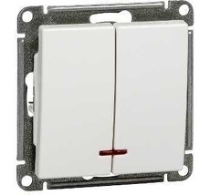 Выключатель встраиваемый двухклавишный с подсветкой (белый) Systeme Electric VS510-251-1-86