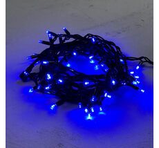 Гирлянда Нить 10м Синяя 24В, 75 LED, Провод Черный Каучук, IP65 LL75-1-1B