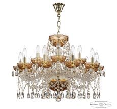 Хрустальная люстра Bohemia Ivele Crystal 5413/10+5/240 G Amber/M-1G_BI