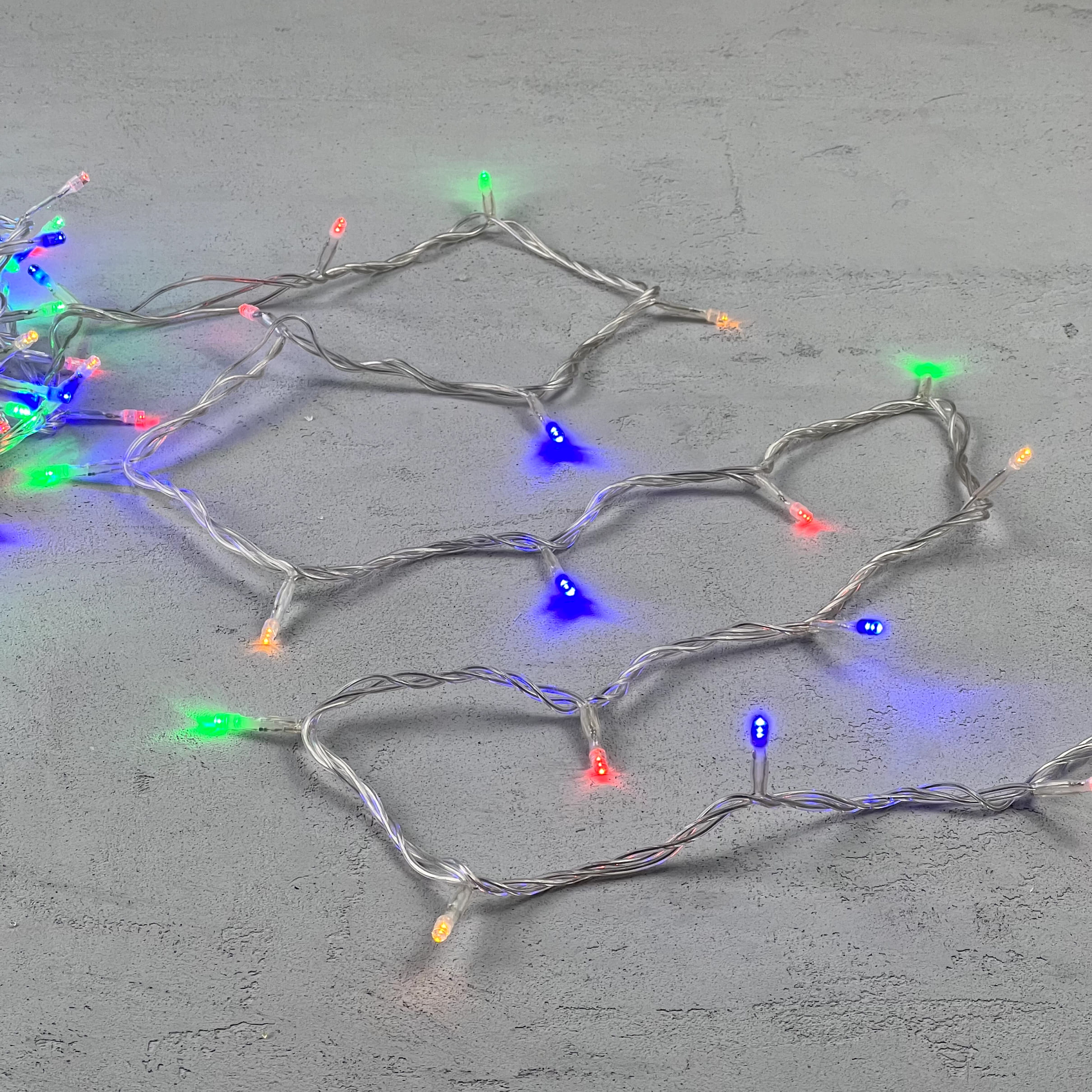 Гирлянда Нить 10м Разноцветная 24В, 100 LED, Провод Прозрачный ПВХ, IP54 PST100-10-1M