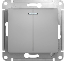 Выключатель встраиваемый двухклавишный с подсветкой (алюминий) Systeme Electric GSL000353