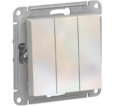 Выключатель встраиваемый трехклавишный (жемчужный) Systeme Electric ATN000431