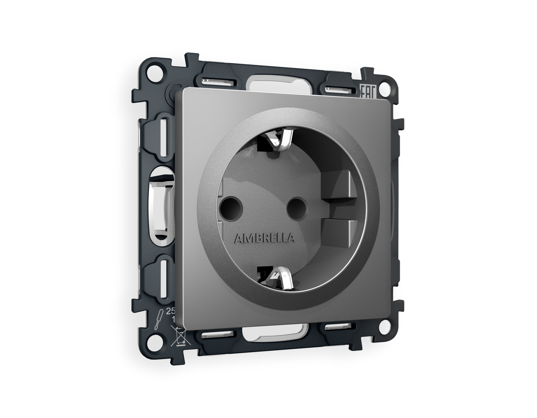 Розетка Ambrella Volt ALFA с заземлением и шторками 2P+E 16A-250V QUANT MA657010_AMB