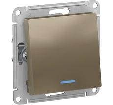 Выключатель встраиваемый одноклавишный с подсветкой (шампань) Systeme Electric ATN000563
